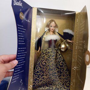 Vintage Ring In The New Year Barbie Doll Navy Blue And Gold